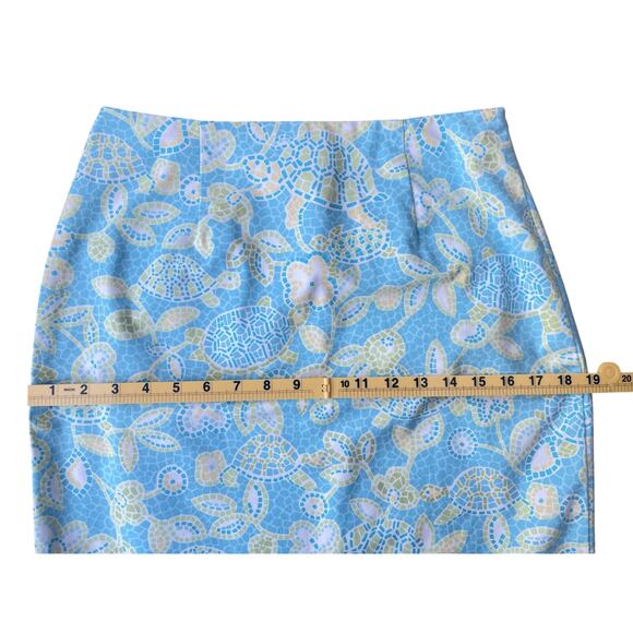 Talbots Petites Mosaic Sea Turtle Print Pencil Skirt Blue Green - Size 8P - Picture 6 of 11